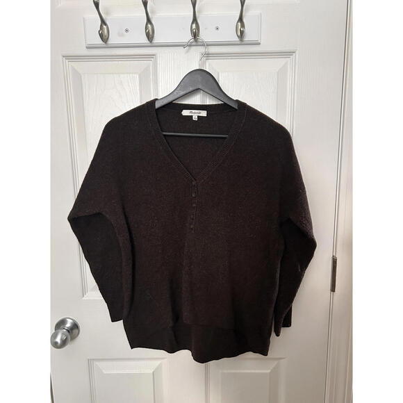 Madewell Wool Burgundy V Neck Sweater Women's Medium - Picture 2 of 4
